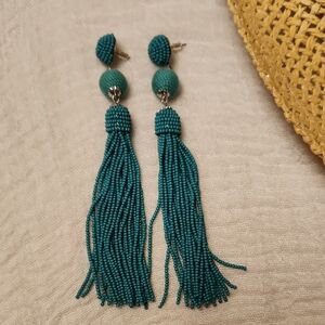 Elegant Green Tassel Earrings